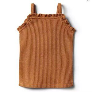 Janie & Jack Metallic Tan Ruffle Ribbed Ruffle Sweater Tank Top Knit Girls 10